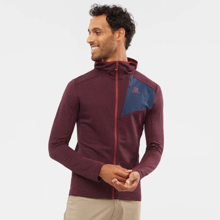 Chaquetas Salomon Essential Lightwarm Encapuchado Hombre Vino | MX SMKP830